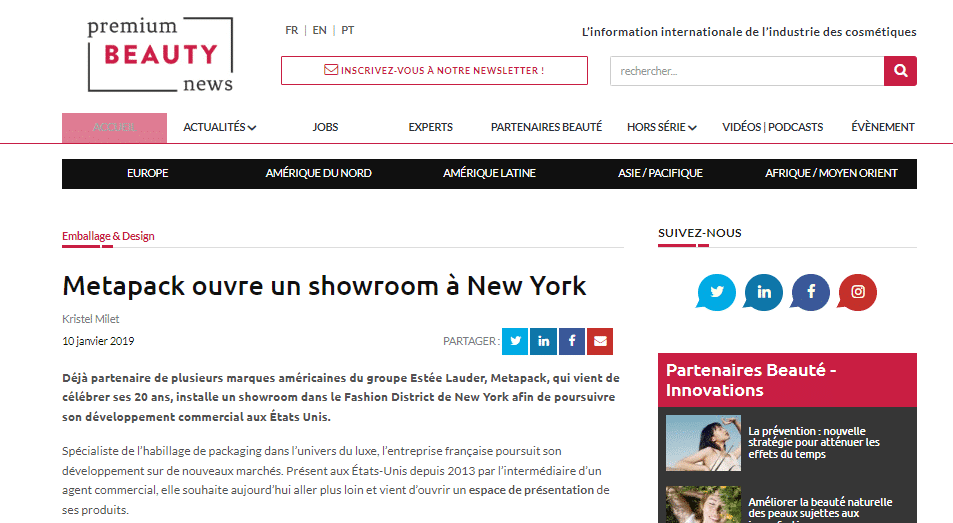 Metapack ouvre un showroom à New York